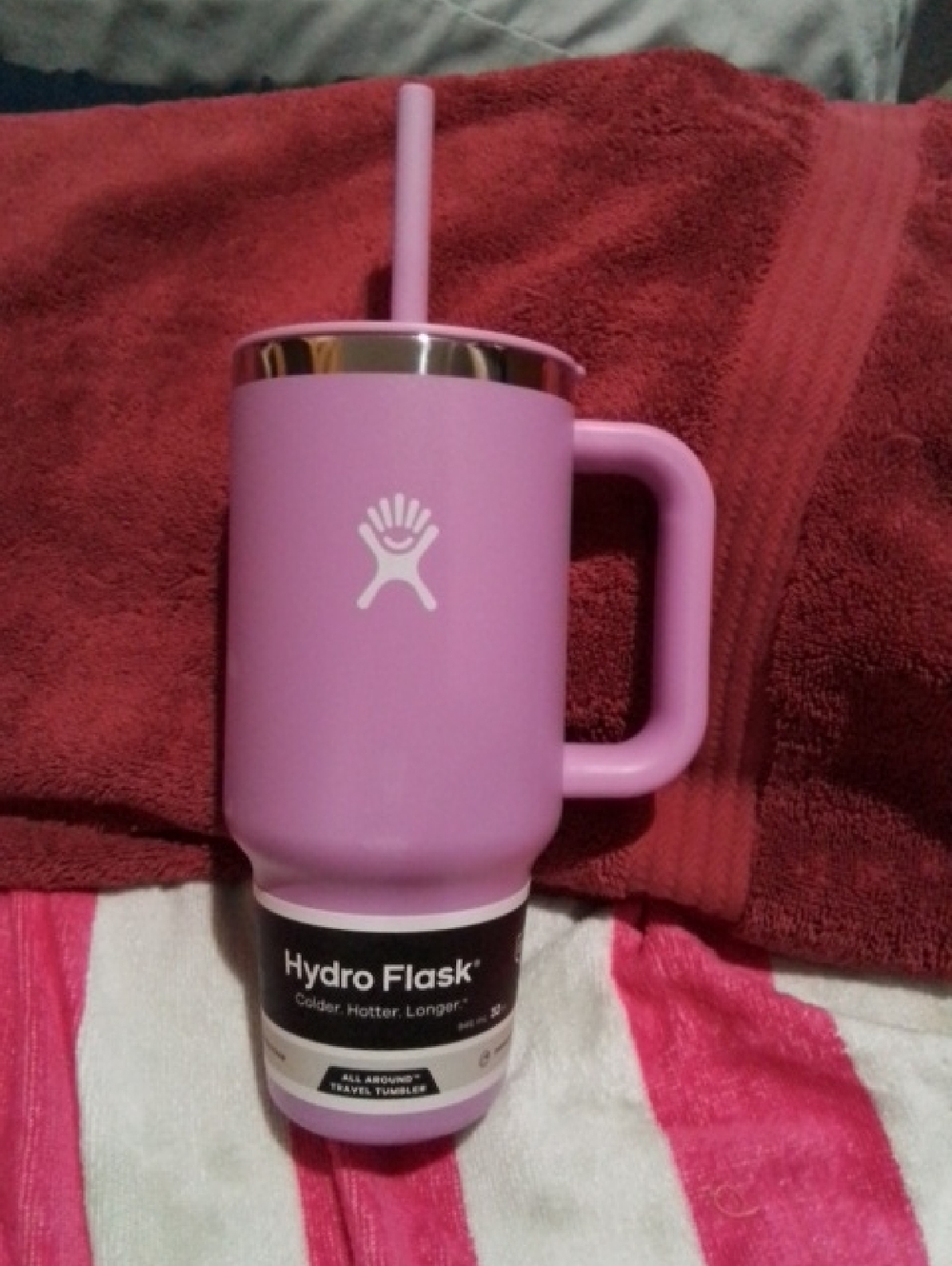 32oz Hydro Flask Lavender Insulated Tumbler with Handle and Straw